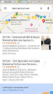 international targeted keywords phrase " international seo " top local 3 packs result on Google Maps 
