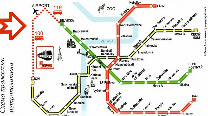 Схема метро в Праге