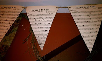 Banner made from old sheet music