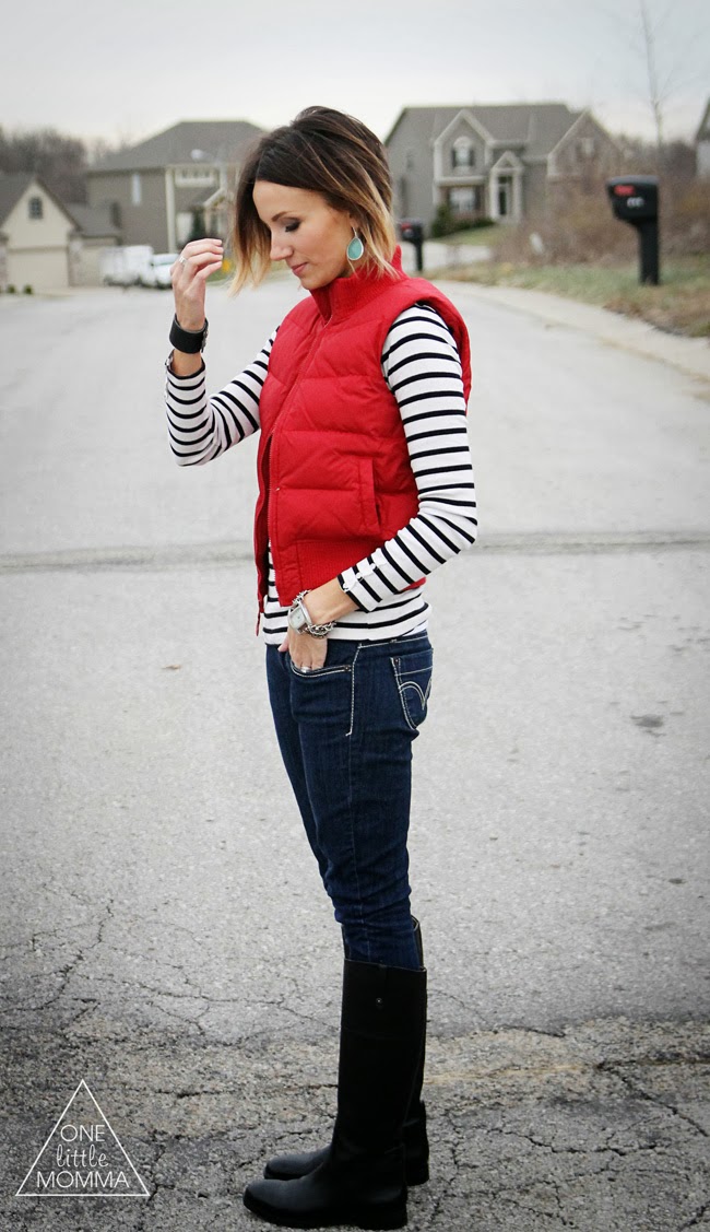 coral puffer vest