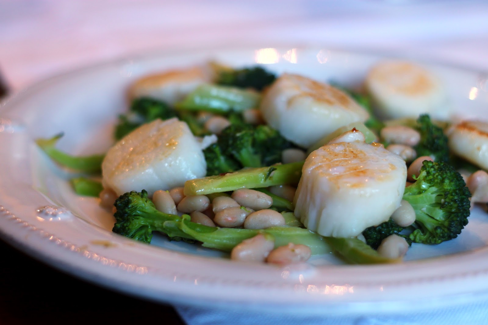 Confections from the Cody Kitchen Seared Scallops with Broccoli and Beans