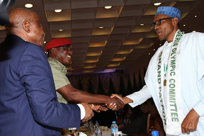 2 Photos: Pres Buhari, VP Osinbajo participate in formal handing over of RIO 2016 Olympic delegation