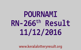POURNAMI RN 266 Lottery Results 11-12-2016