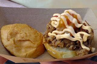 Kalua Pork Slider with Sweet and Sour Dole Pineapple Chutney and Spicy Mayo- Hawaii Kiosk 2012 Kalua Pork Slider with Sweet and Sour Dole Pineapple Chutney and Spicy Mayo- Hawaii Kiosk 2012
