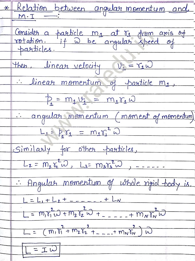 Relation between Angular momentum (L) and moment of inertia (I)