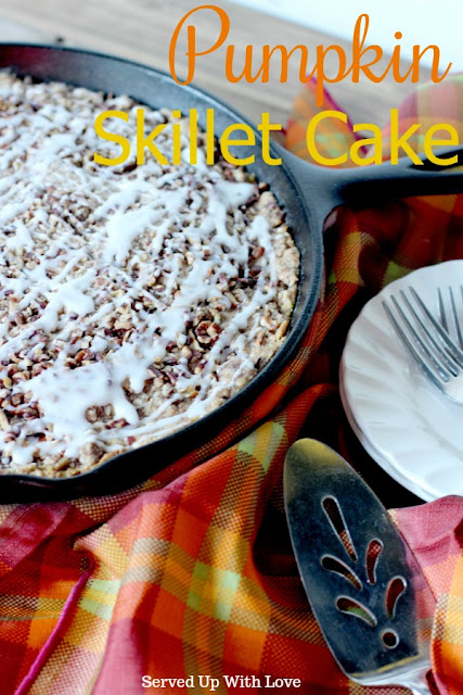 Pumpkin Skillet Cake recipe from Served Up With Love is the perfect taste of fall.