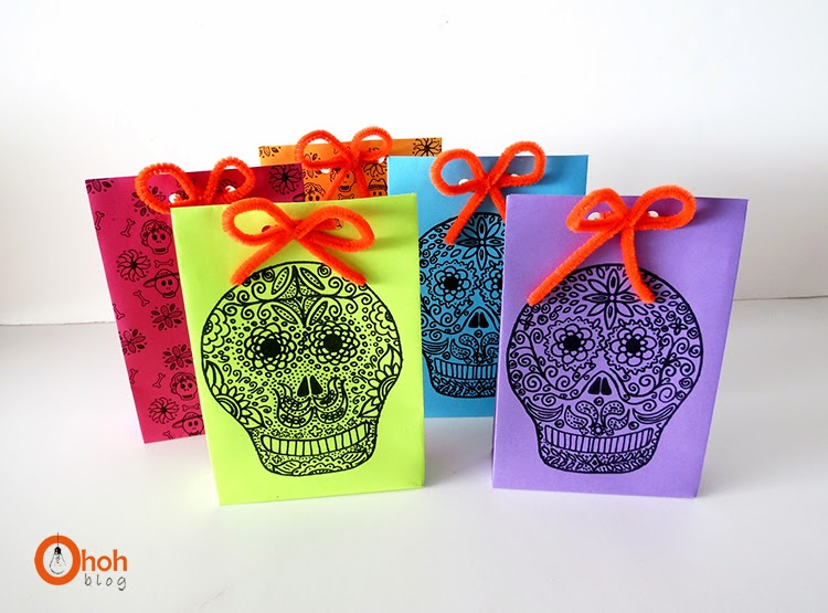 Sugar skulls goody bags for Halloween - Free print