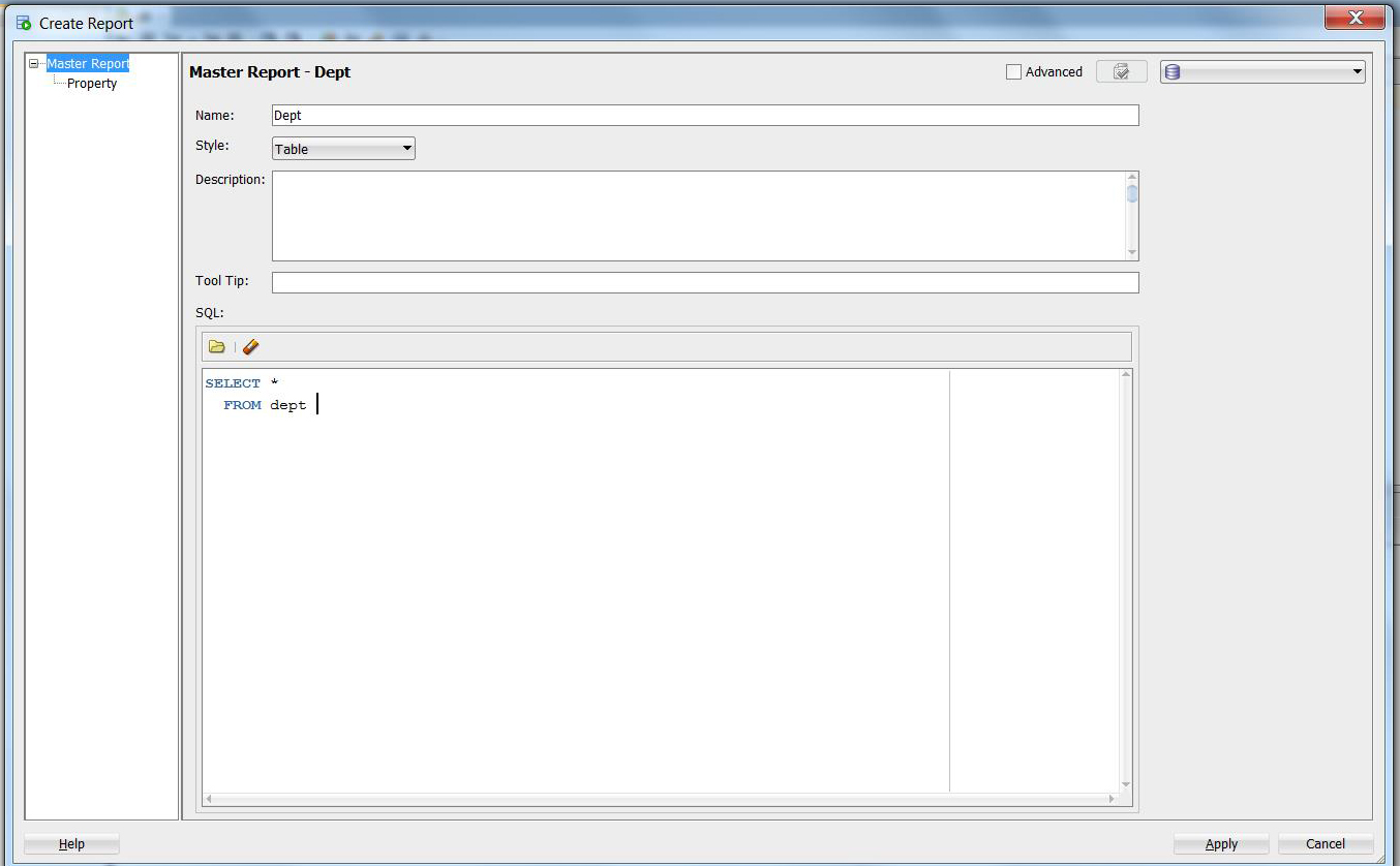 Drill Down Report SQL Developer