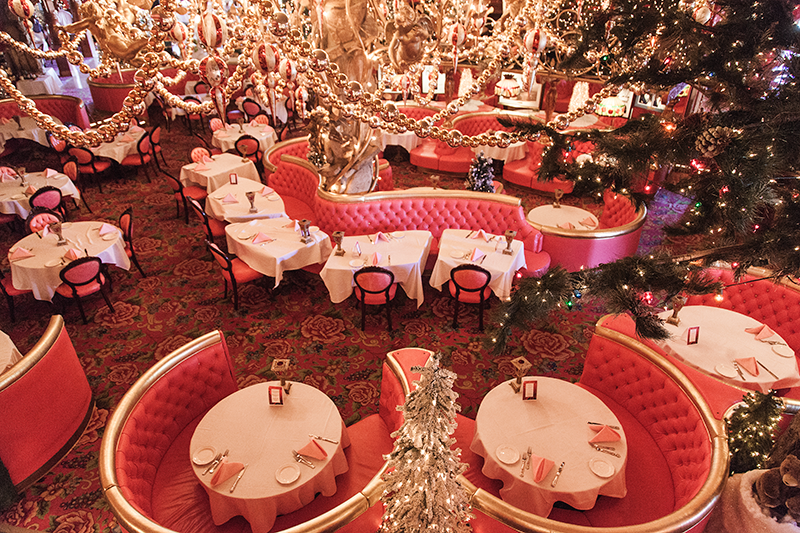 The dining room of the Madonna Inn theme hotel in San Luis Obispo