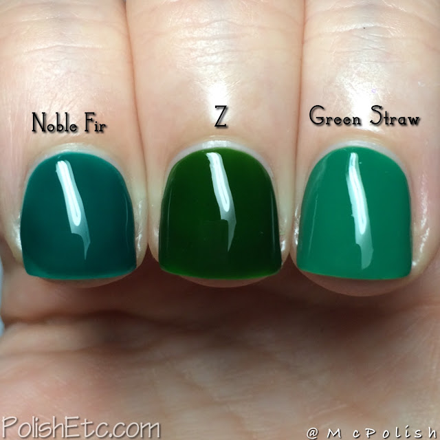 Loaded Lacquer - Green Jiggles Comparison - McPolish - Noble Fir Z Green Straw