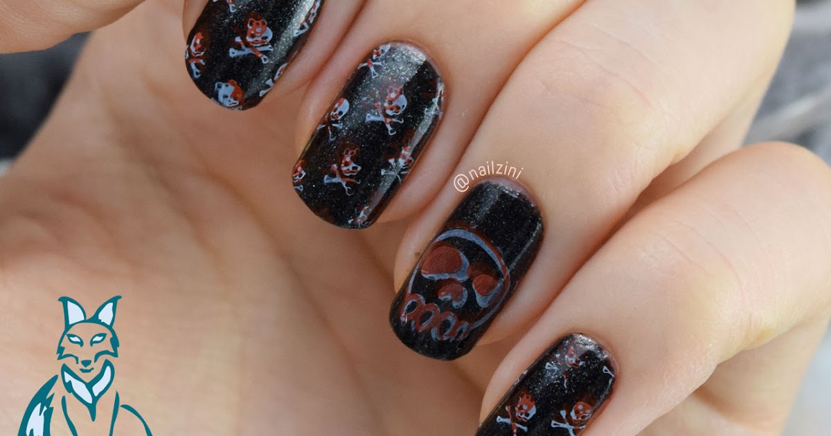 Skull and Rose Nail Art Stamping - wide 11