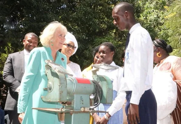 Prince Charles, President Mr. Adama Barrow and his wife Mrs. Bah-Barrow. Duchess Camilla visited the St. Therese’s Upper Basic School