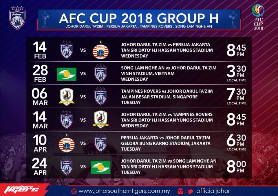 Jadual dan Keputusan Perlawanan Piala AFC 2018  MY PANDUAN