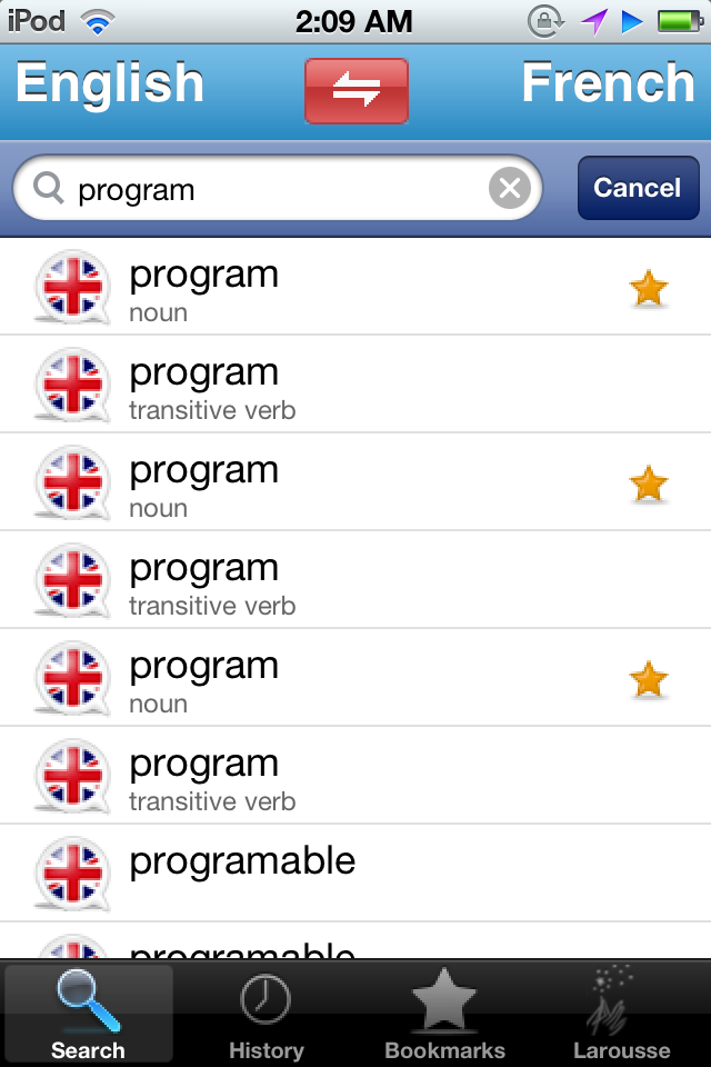 Foreign Languages & PDAs Stream of Kensciousness Larousse English