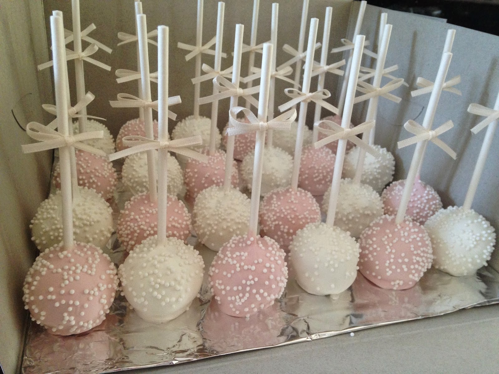 Joyce Gourmet Light Pink & White Bridal Shower Cake Pops