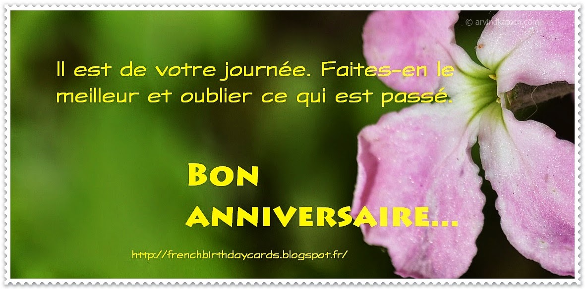 French Birthday Card on It is your Day journée, meilleur., oublier, passé, Joyeux anniversaire, French Birthday Card,