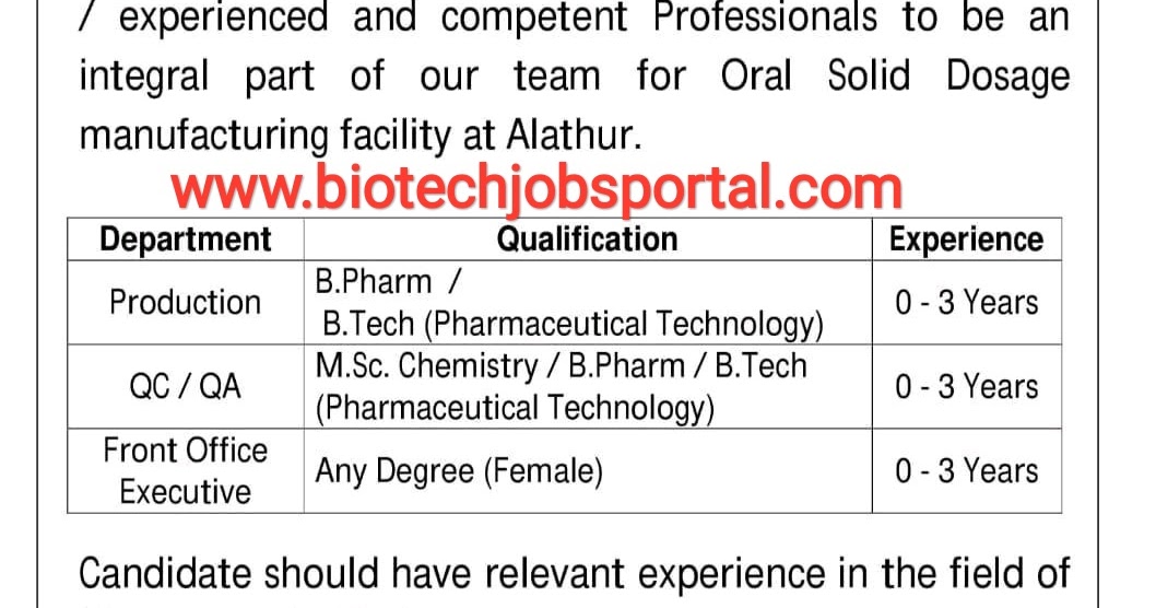 Apex lab Hiring Freshers and experience candidates for QA,QC and
