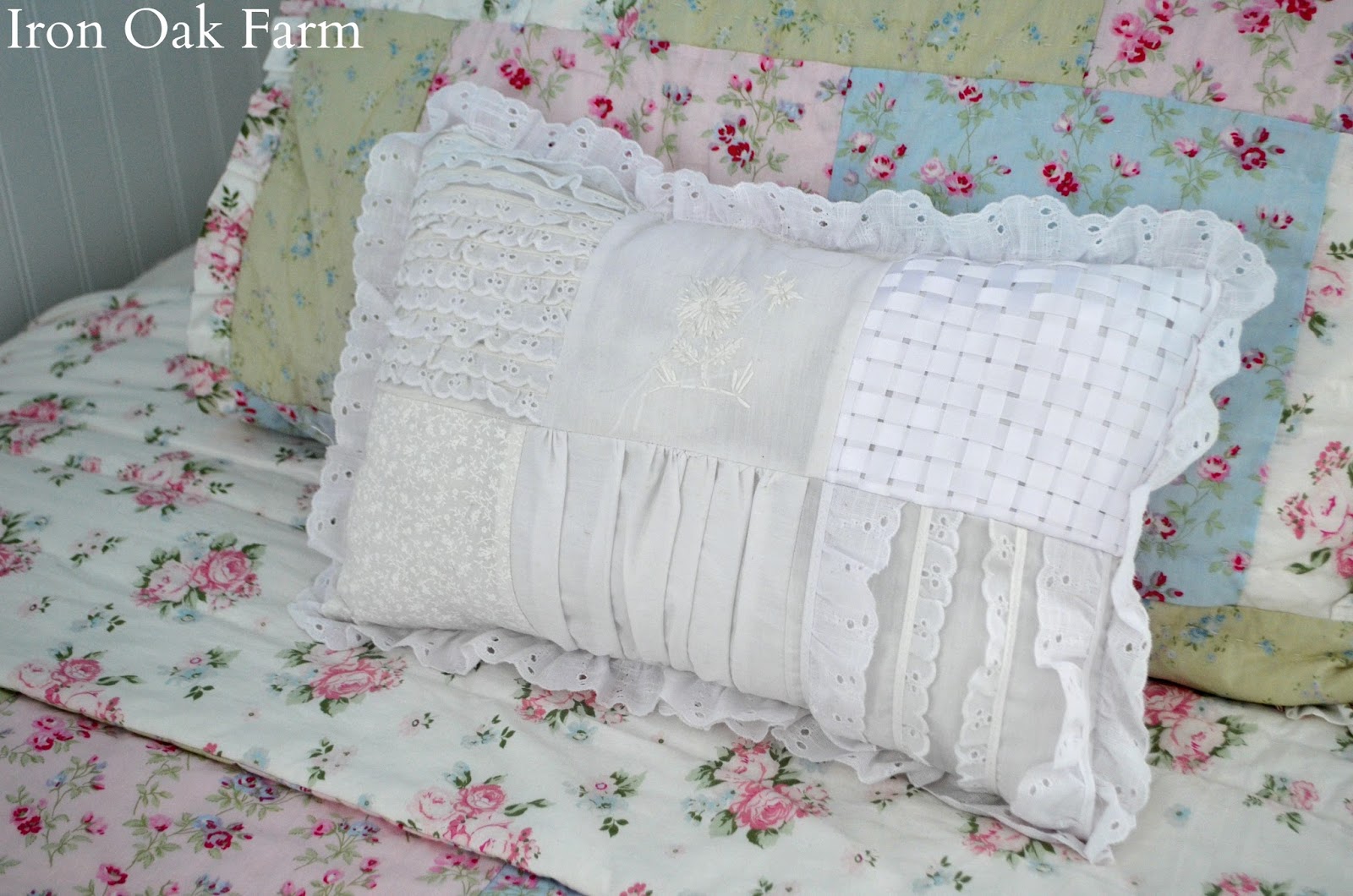 Iron Oak Farm DIY Eyelet Patchwork Pillow