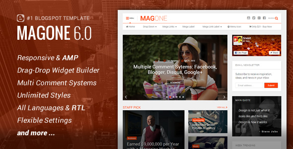Magone V6.0 – Magazine Blogger Template Responsive Download