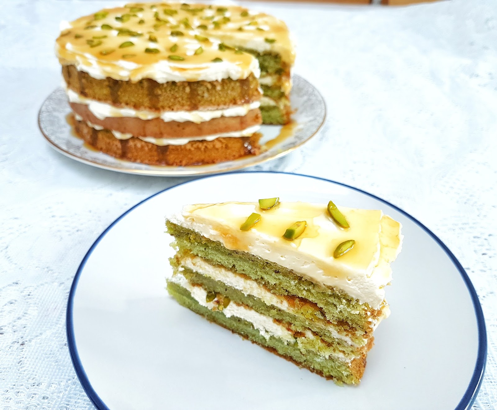 Pistachio Honey Cake with Mascarpone Recipe