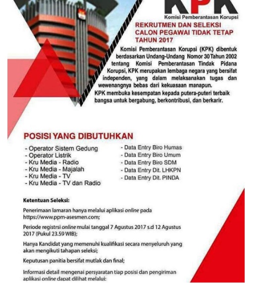 lowongan KPK lowongan KPK