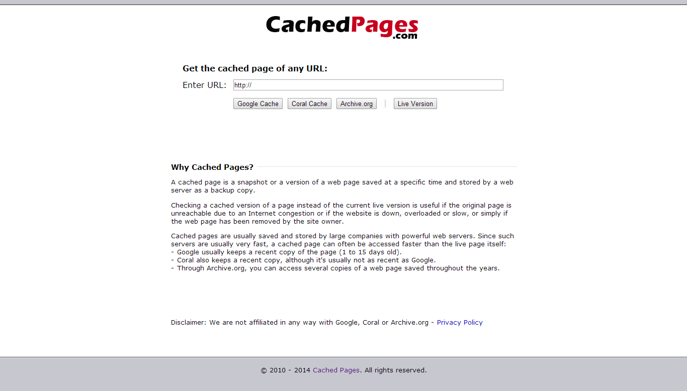 cached pages