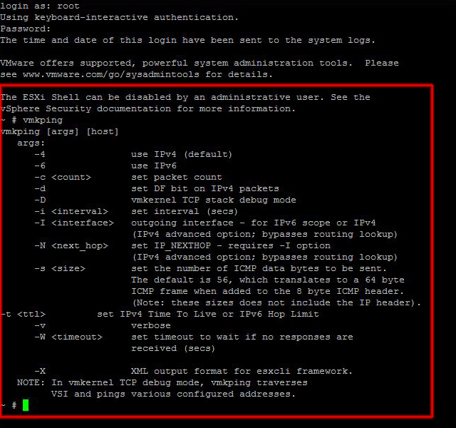 Pantallazos.es Realizar un Ping desde un Host ESXi VMKPing