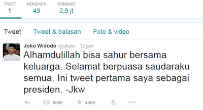 Akun Twitter Baru Presiden Jokowi