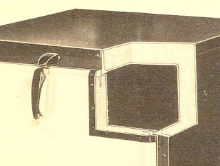 Illustration showing a cutaway view of the mineral wool insulation surronding the oven of a vintage Chambers stove