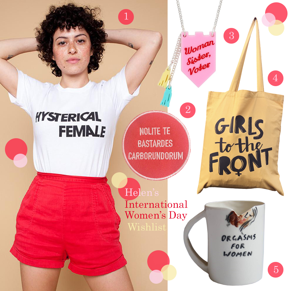 Helen's International Women's Day Wishlist Wishlist celebrating women for International Women's Day featuring Deep Breaths Collective, Devine Gunn, Glasgow Women's Library, Rachel Antonoff and Tatty Devine