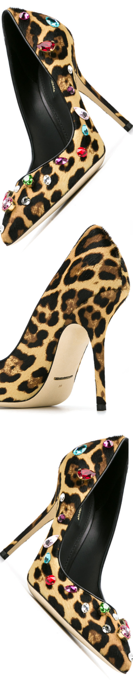 DOLCE & GABBANA  embellished leopard print pumps