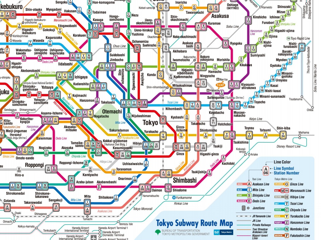 Схема метро в токио Схема метро в токио
