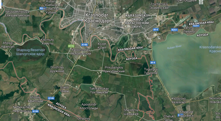 Шапсугское водохранилище на карте краснодарского края