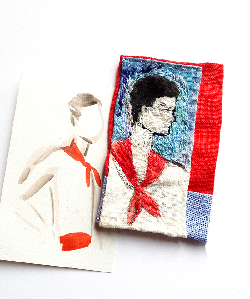 Portrait d'un basque : tissu peint et brodé Portrait d'un basque : tissu peint et brodé