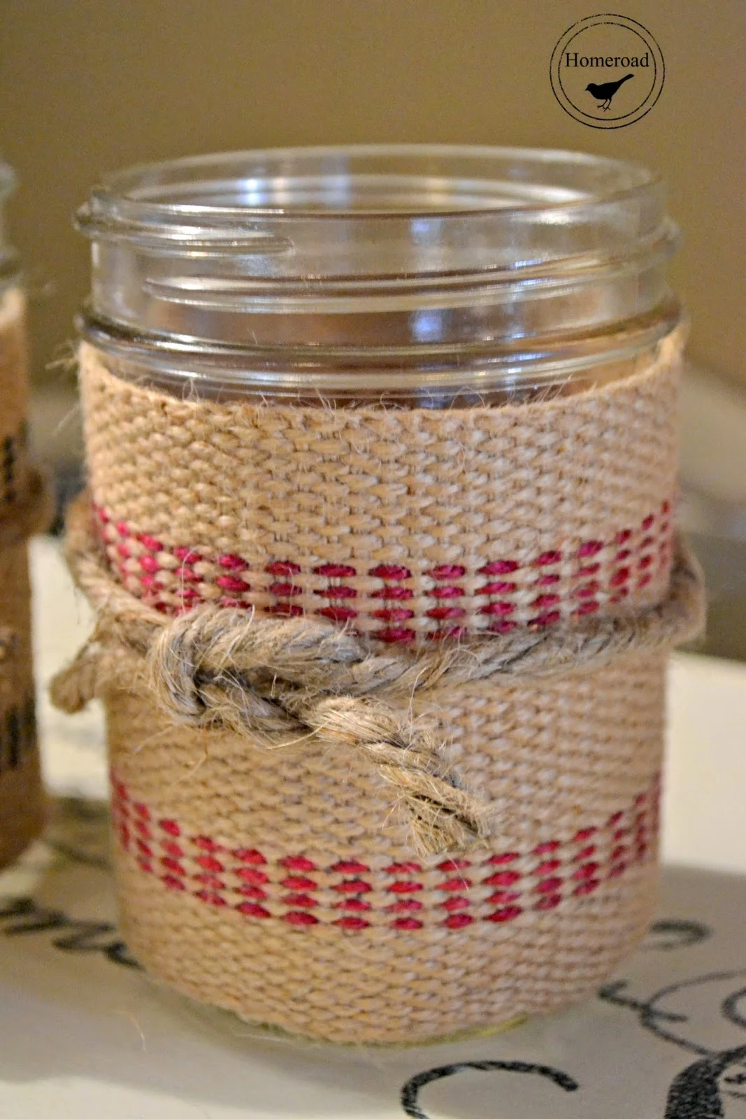 burlap mason jar tea light project www.homeroad.net