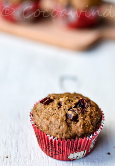 Whole Wheat Orange Cranberry Muffins (Oil-free/Butterless)