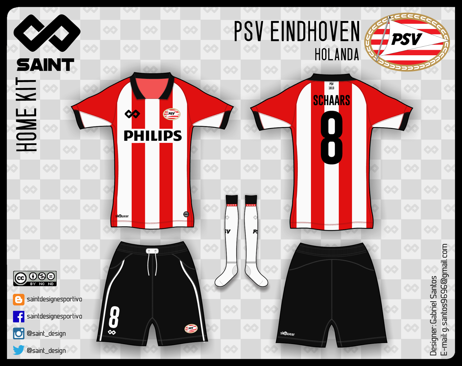 Saint Design Esportivo Kits Saint PSV Eindhoven HOL 2016 17