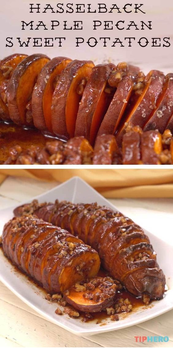 Hasselback Maple Pecan Sweet Potatoes