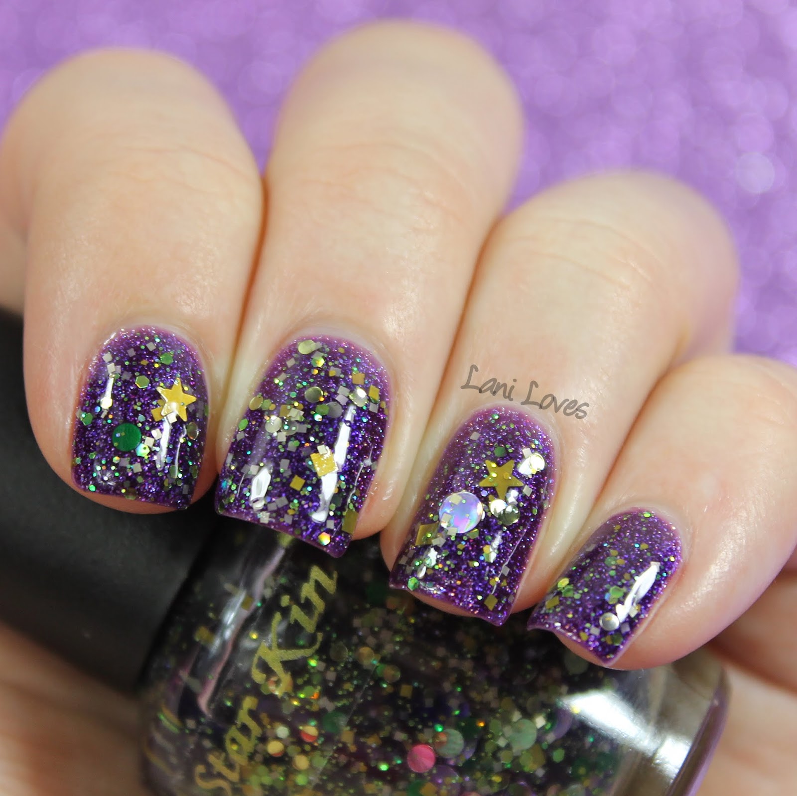 LA Girl Hologram Effect Purple Effect & Star Kin Eva nail polish swatch