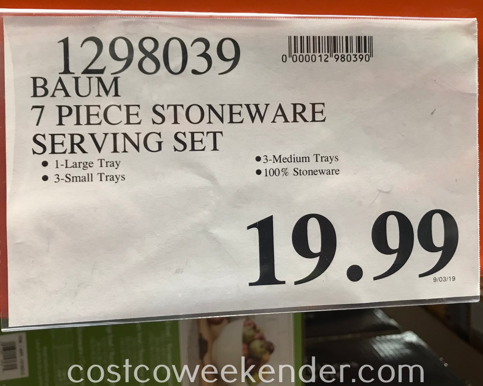 Baum 7piece Stoneware Serving Set Costco Weekender