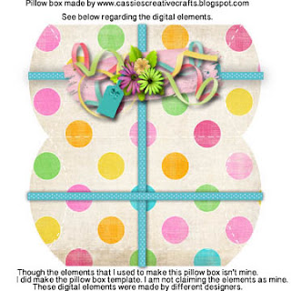 Pillow box freebie and printable. property of Cassie's Creative Crafts