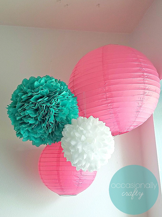 Pink And Teal Tween S Bedroom Occasionally Crafty Tissue Hanging Lanterns Pink Teal White