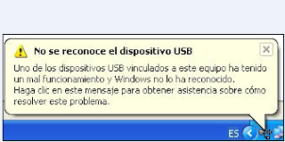 Advertencia Windows USB.