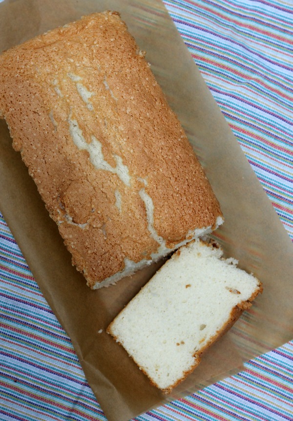 Angel Food Cake in a loaf pan