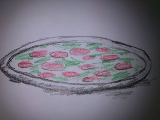 Red green black Pizza