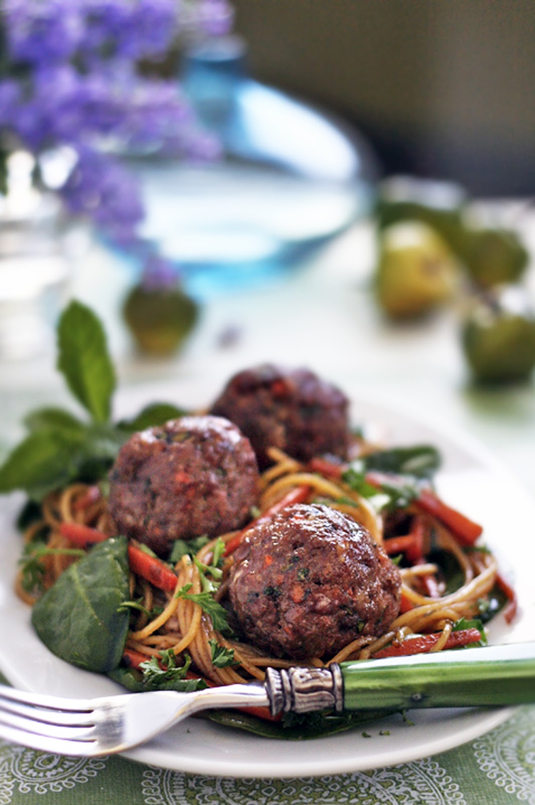 GlutenFree Goddess Recipes Turkey Meatballs + Asian Style Noodles