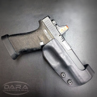 Race Holster for Glock 17 with Trijicon RMR, custom race holster, competition holster, idpa holster, uspsa holster, race shooting