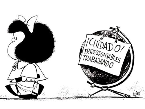 Mafalda, irresponsables trabajando