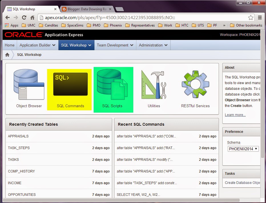 Data Dowsing Rod: Scripts in APEX (Application Express)