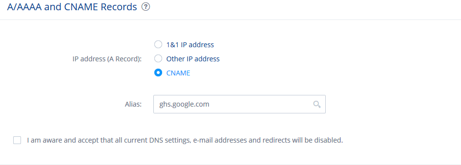 1and1 email settings